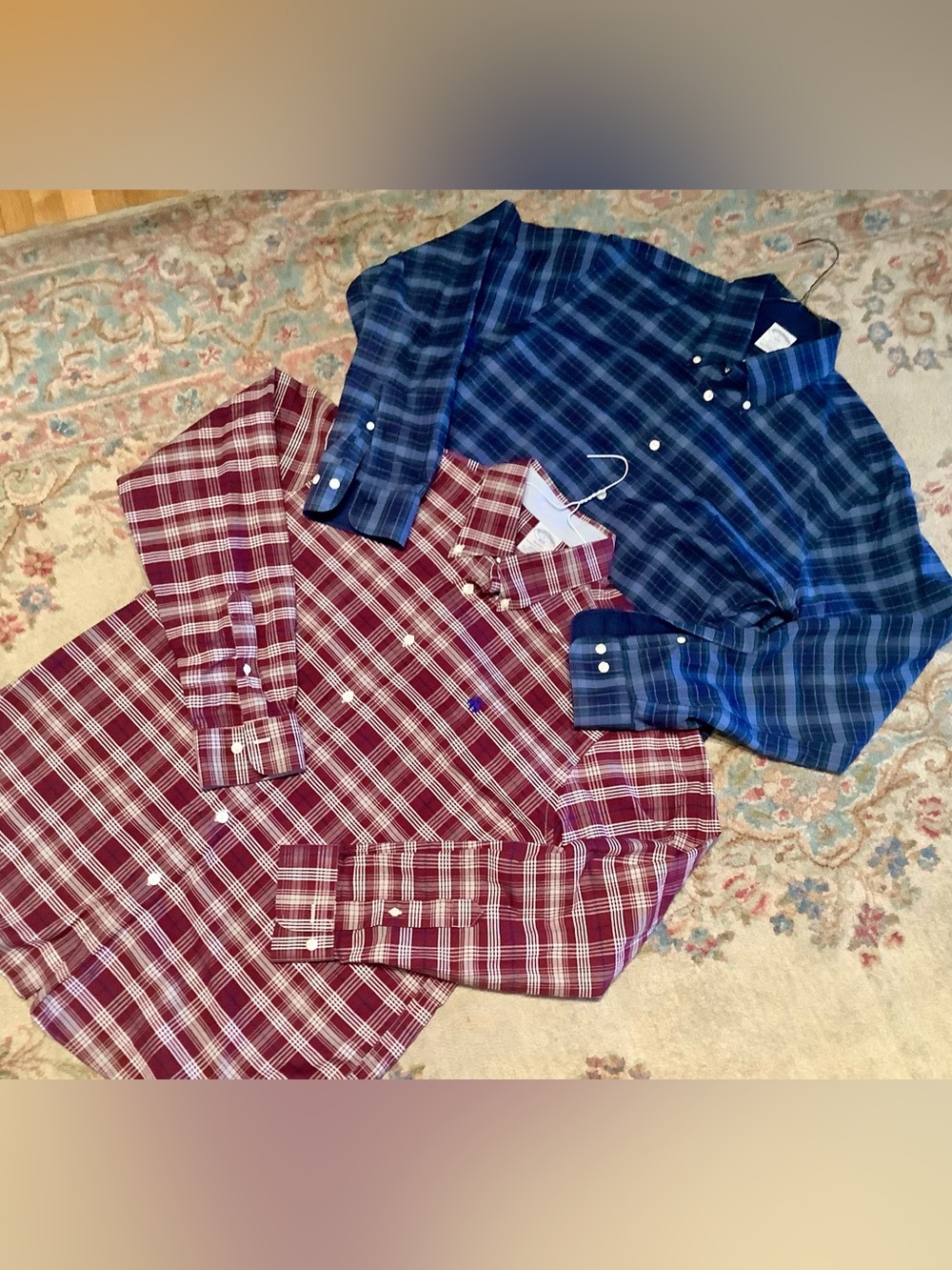 Brooks Brothers Regent Plaid Button-Down Shirt Duo - Burgundy and Navy